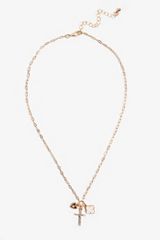 Gold Charm Cluster Pendant Necklace, C605, small