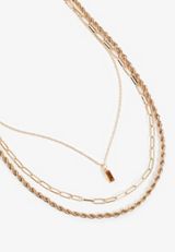 Brown Gemstone Pendant Layered Necklace, C605, small
