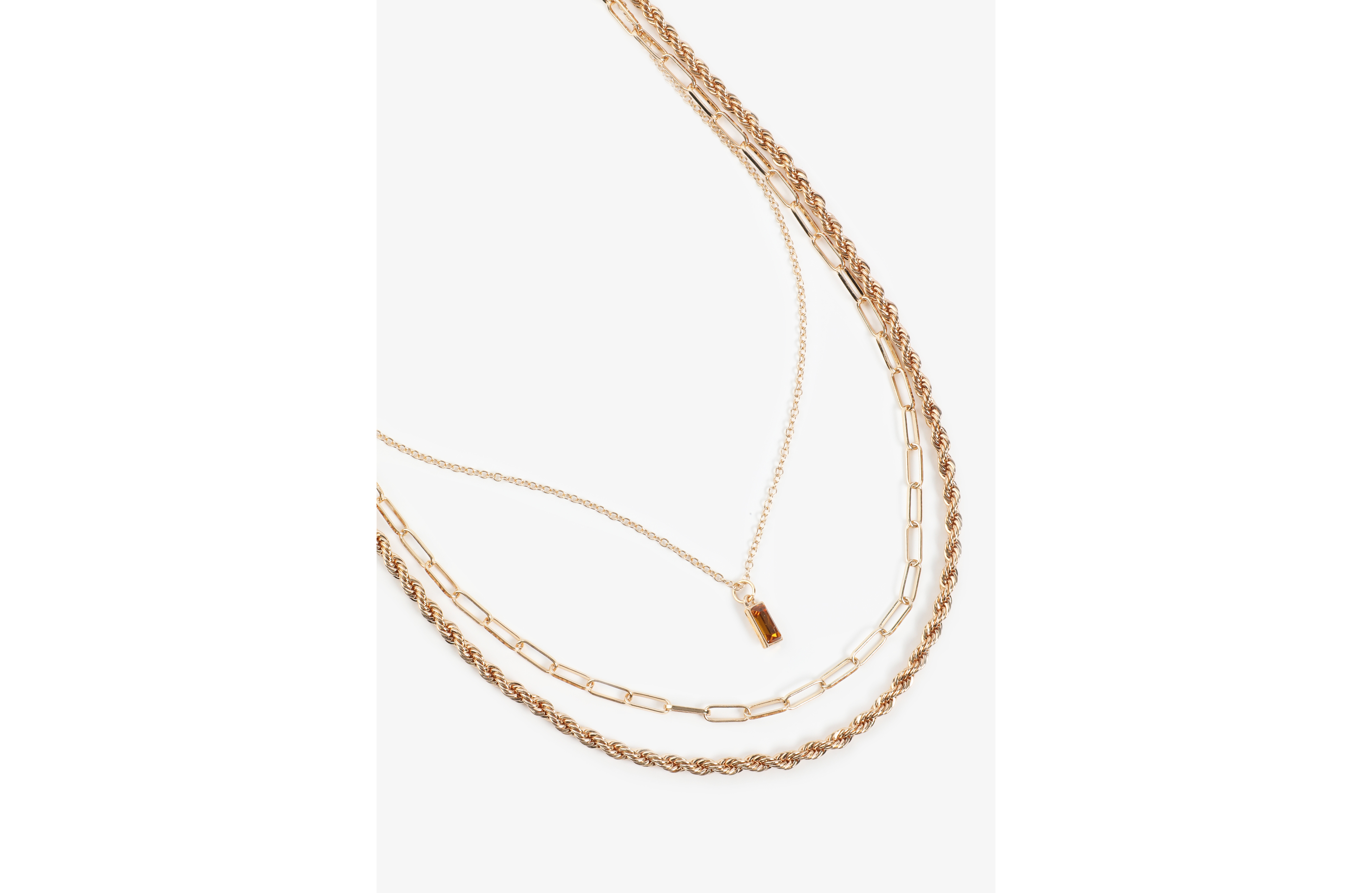 Brown Gemstone Pendant Layered Necklace