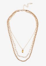 Brown Gemstone Pendant Layered Necklace, C605, small