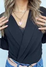 Pink Heart Charm Link Toggle Necklace, C605, small