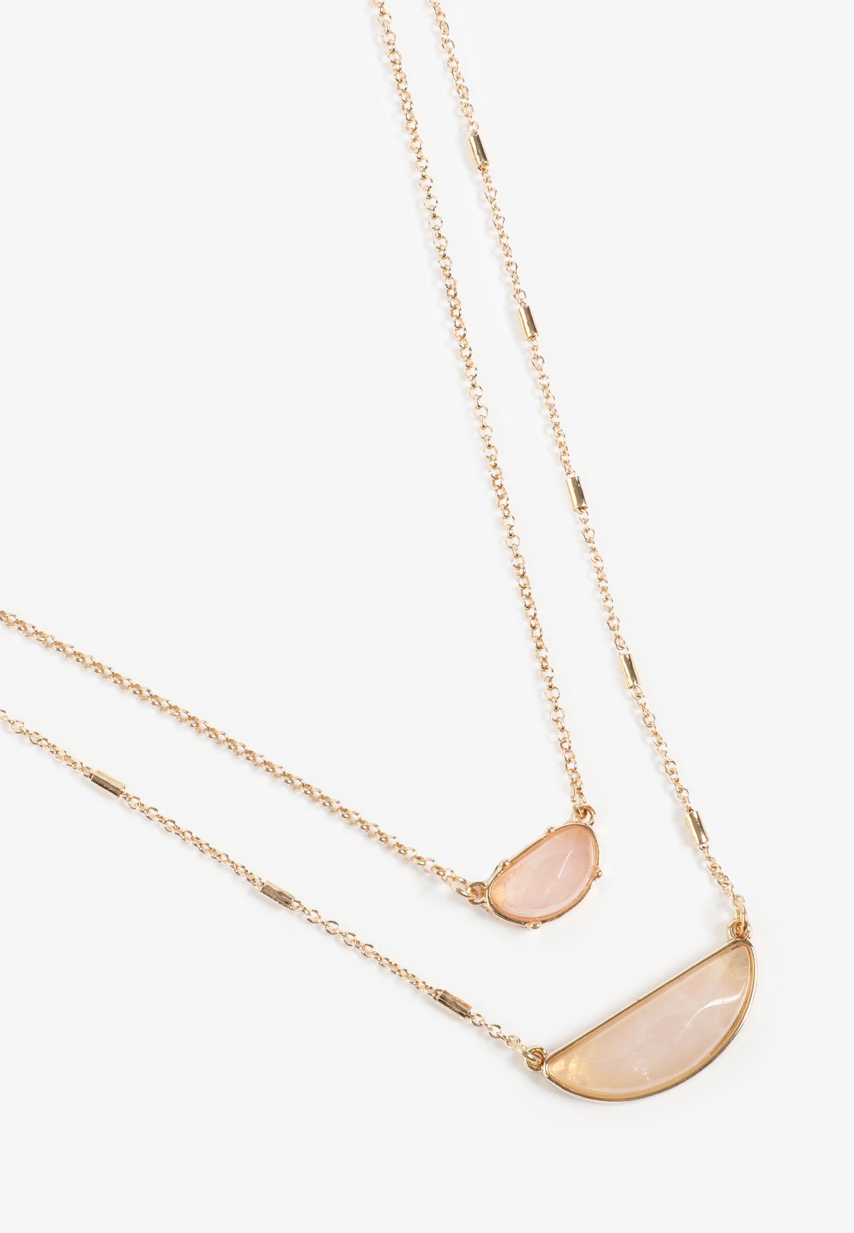 Pink Semi Precious Stone Layered Necklace