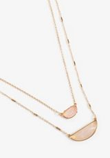 Pink Semi Precious Stone Layered Necklace, GOLD, small