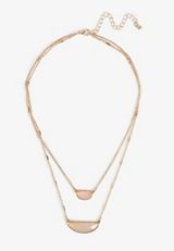 Pink Semi Precious Stone Layered Necklace, GOLD, small