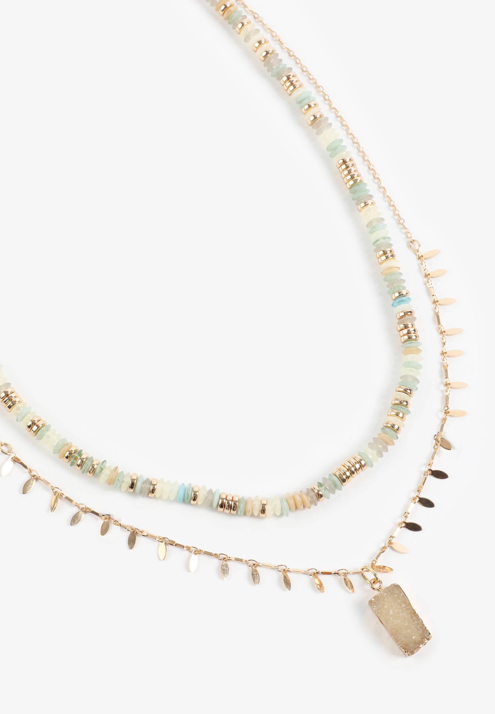 Gold Beaded Layered Necklace Set