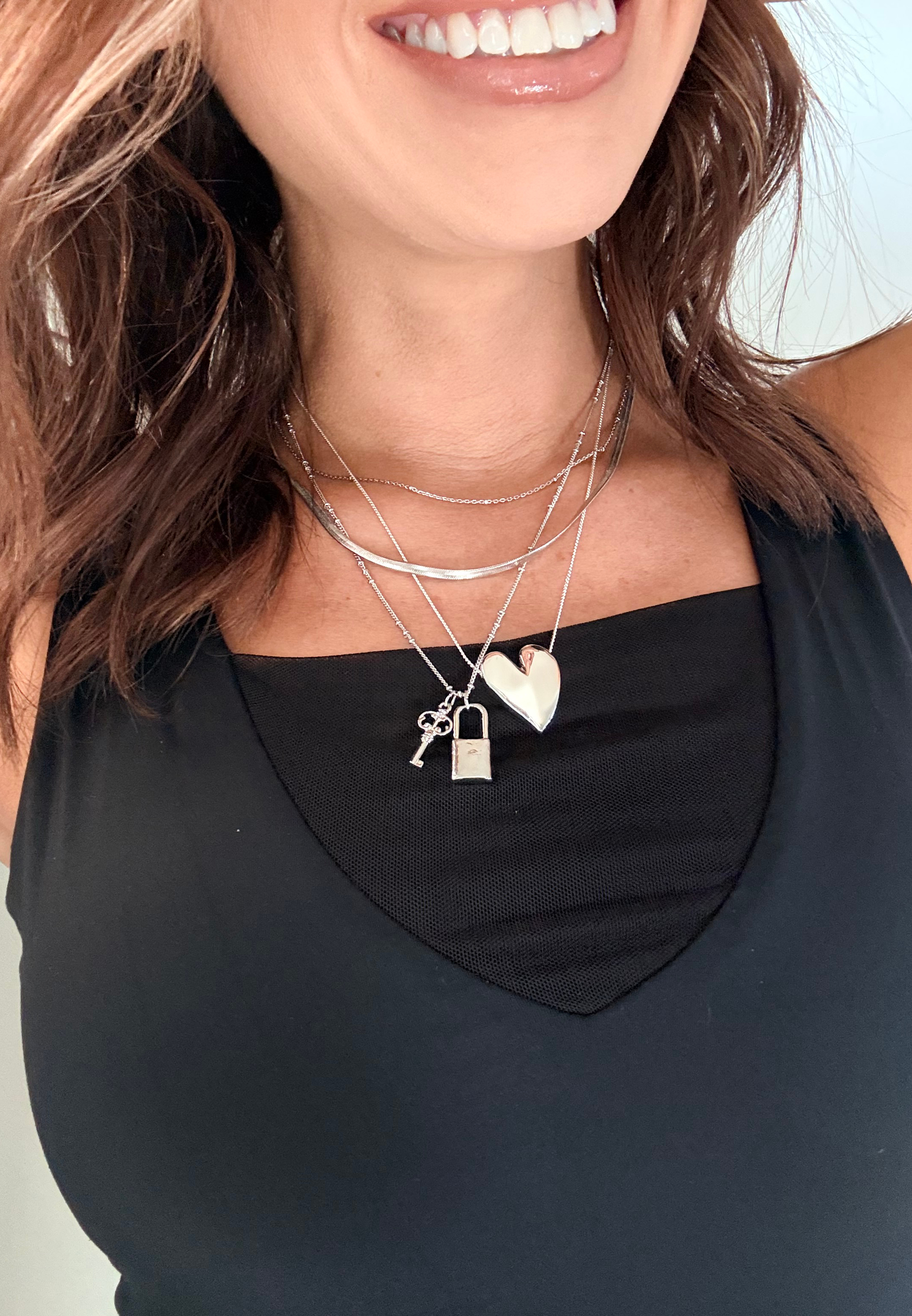 Silver Heart Pendant Necklace, C431, large