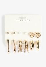 6 pack Gold Studs And Hoops Earring Set, C2404, small