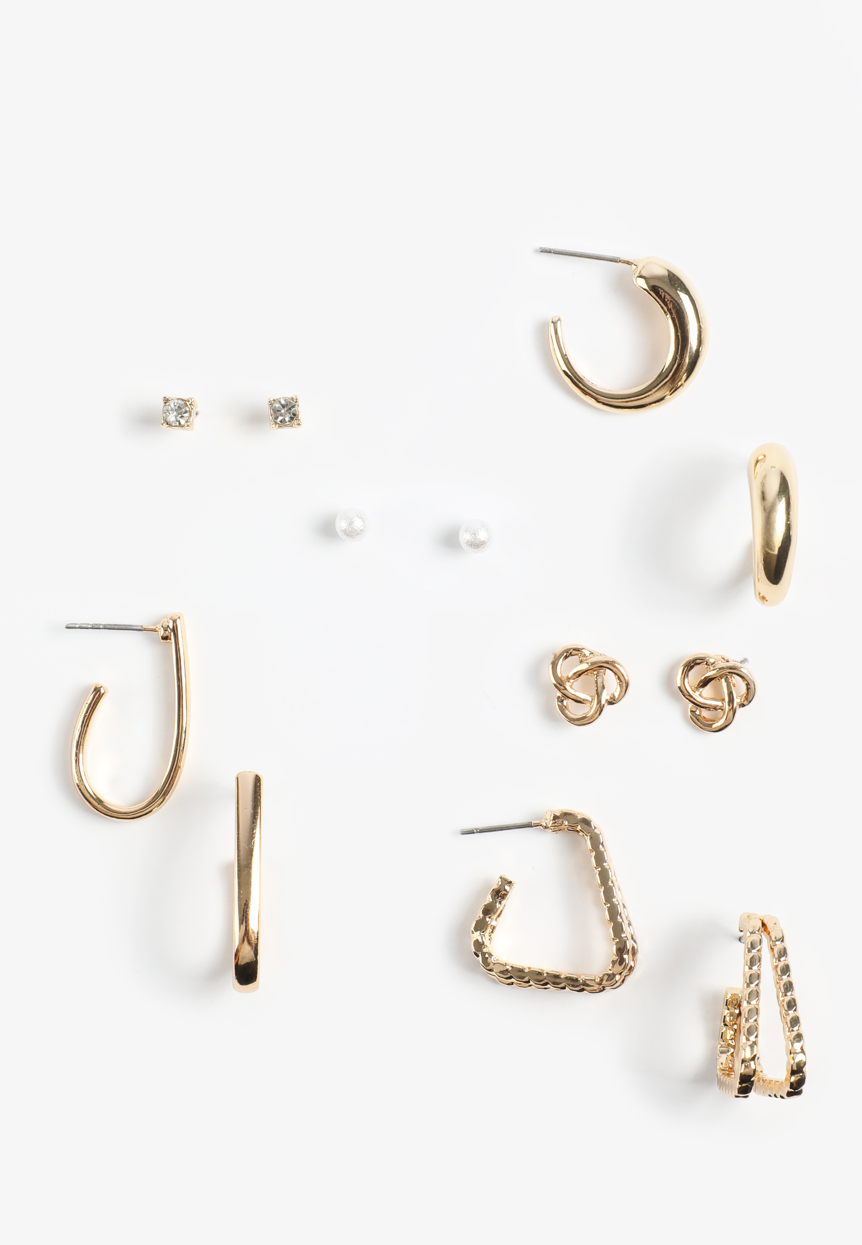 6 pack Gold Studs And Hoops Earring Set, C2404, large