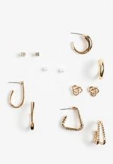 6 pack Gold Studs And Hoops Earring Set, C2404, small
