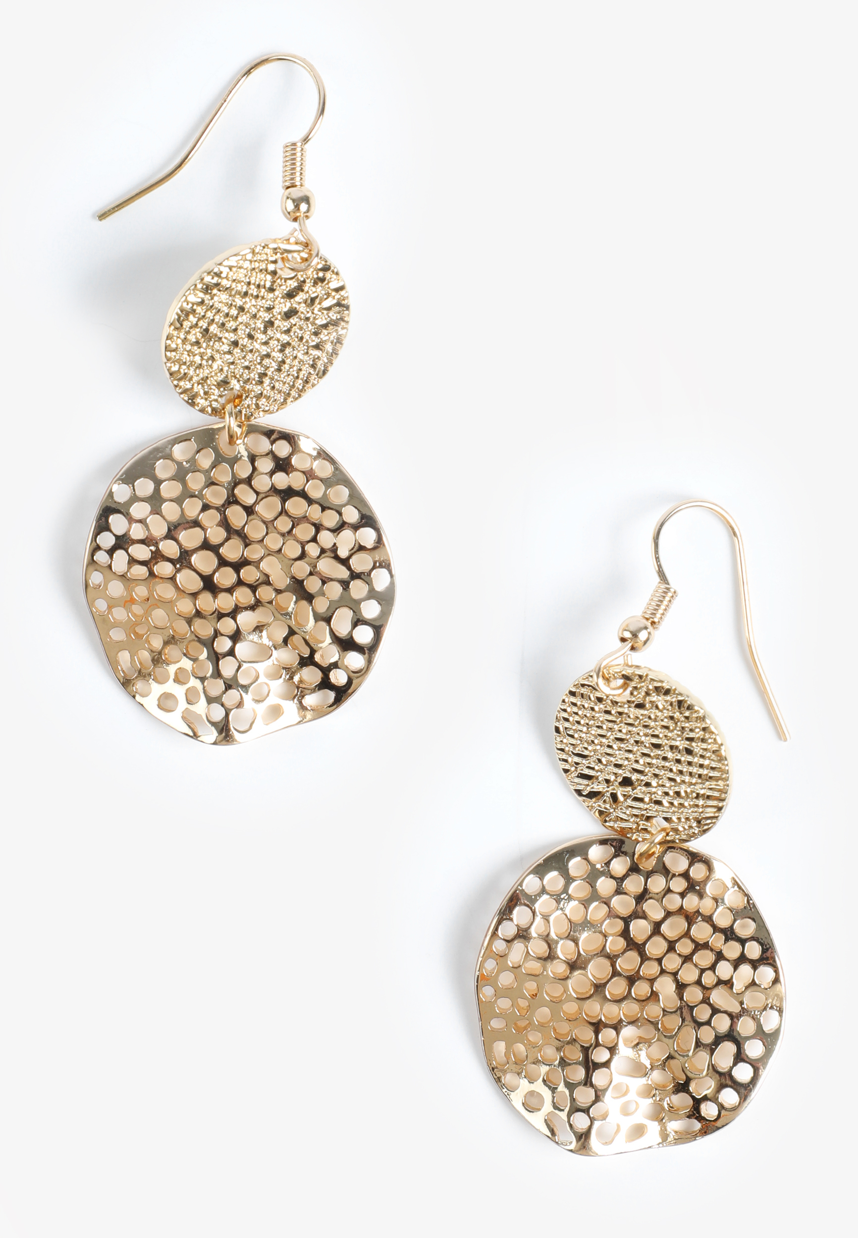 Gold Double Filigree Drop Earrings