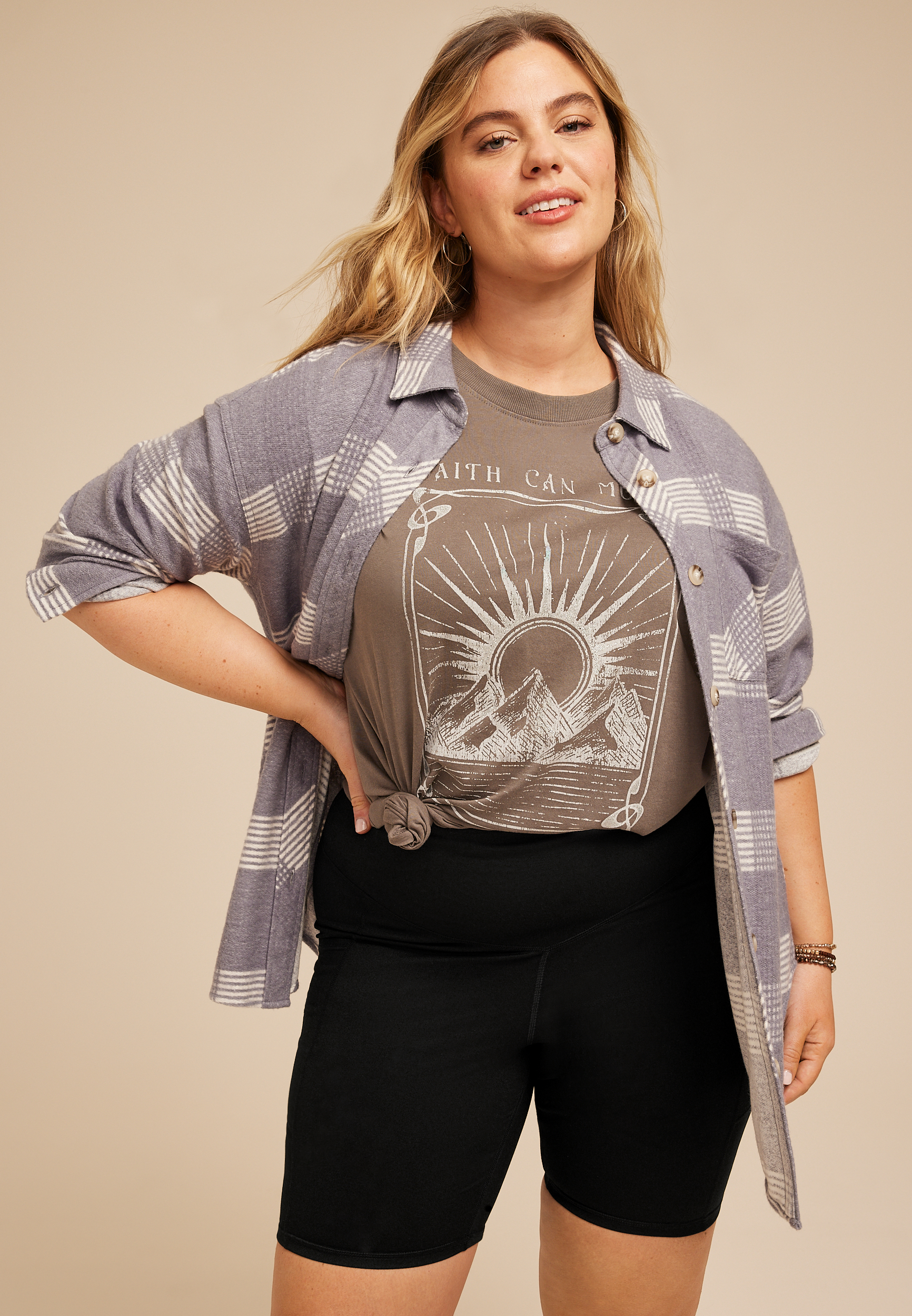 Plus Size High Rise Luxe 8in Biker Short, C106, large