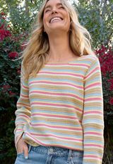 Multicolor Striped Bell Sleeve Sweater, C2754, small