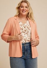 Plus Size Cropped Textured Versa Blazer, CANYON SUNSET, small