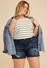 Plus Size KanCan&trade; High Rise Dark Destructed 5in Short, C258, small
