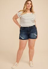 Plus Size KanCan&trade; High Rise Dark Destructed 5in Short, C258, small
