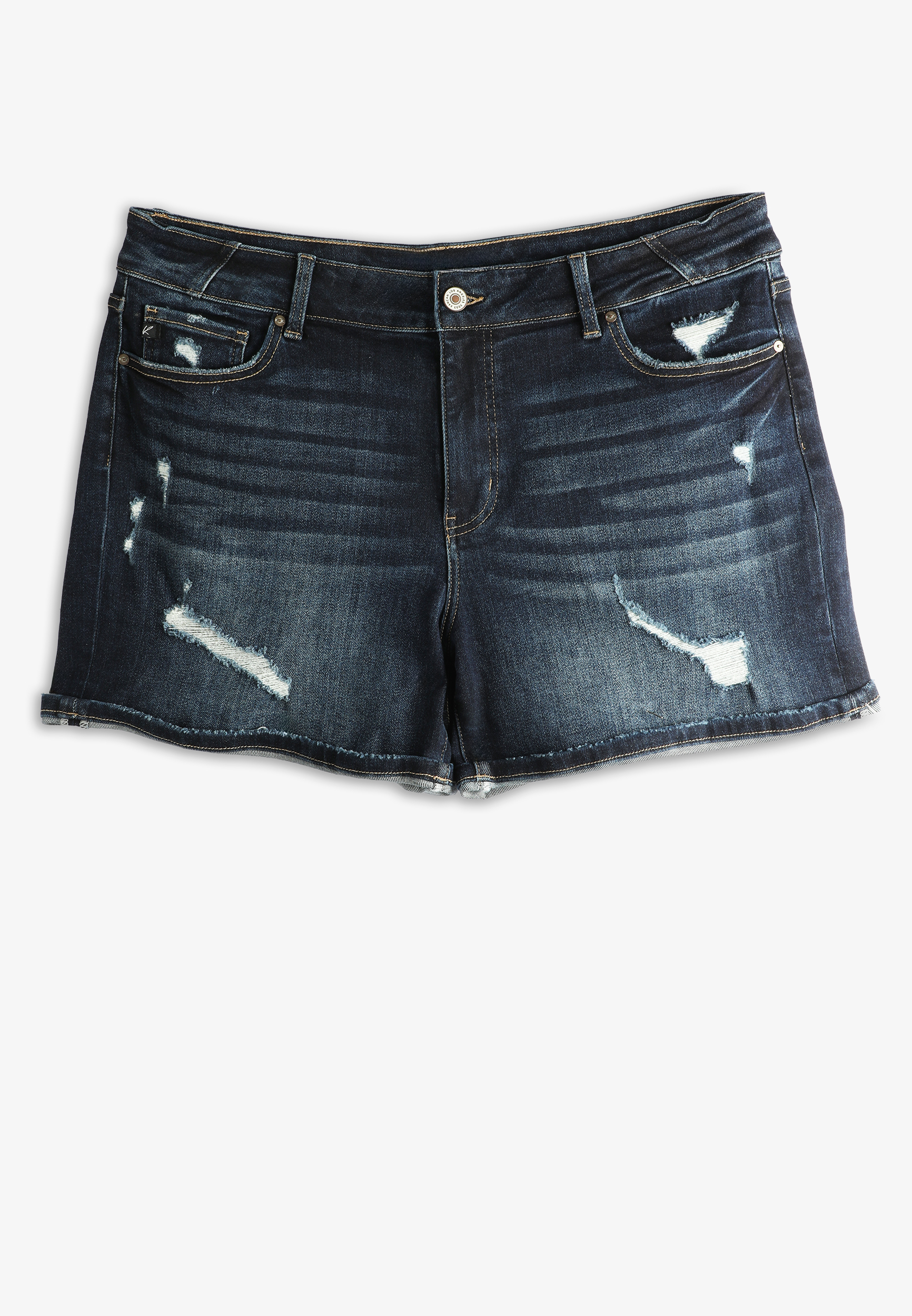 Plus Size KanCan&trade; High Rise Dark Destructed 5in Short, C258, large