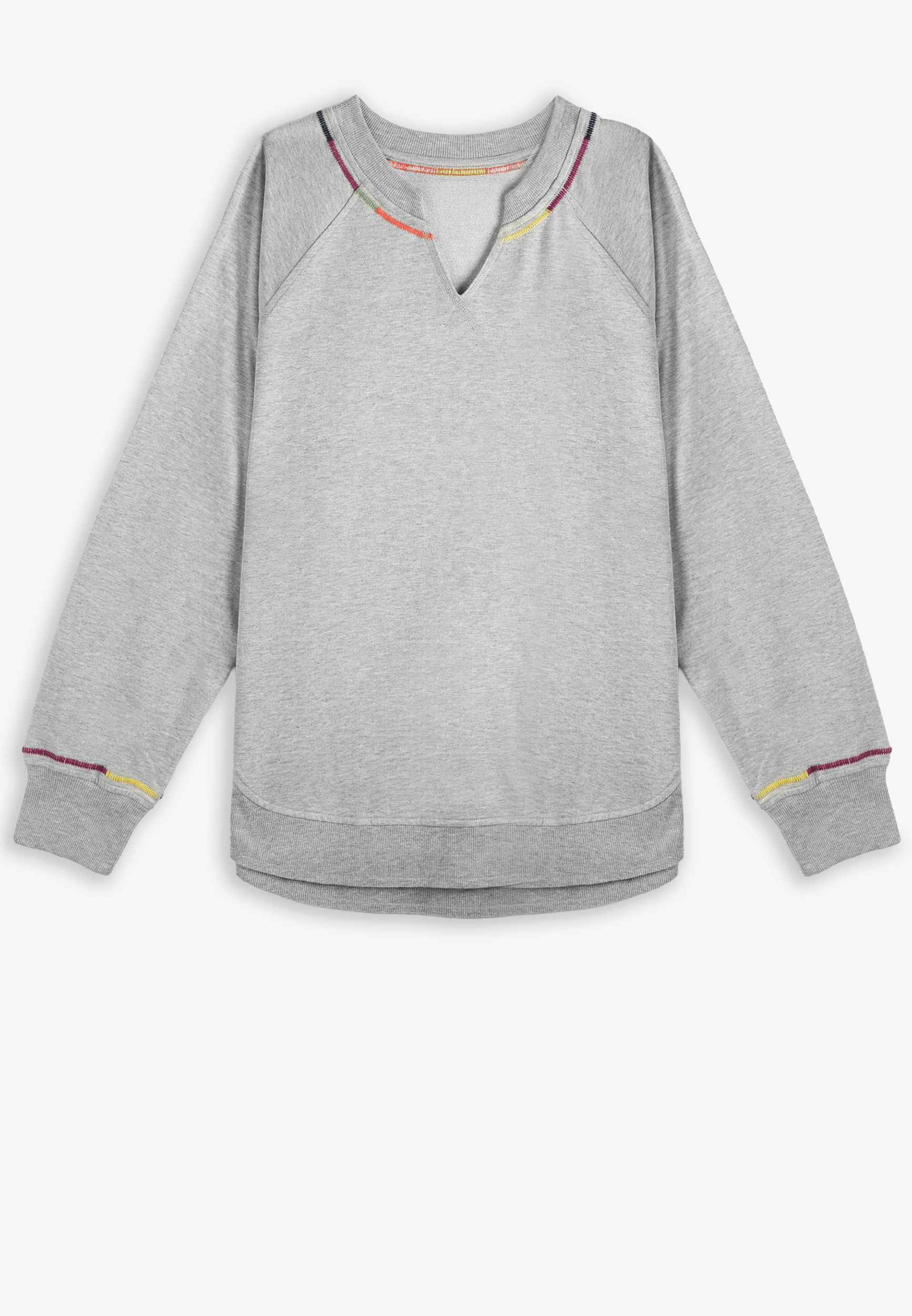 Sunhaven Embroidered Notch Neck Sweatshirt