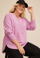 Plus Size Sunhaven Notch Neck Sweatshirt, C3454, small