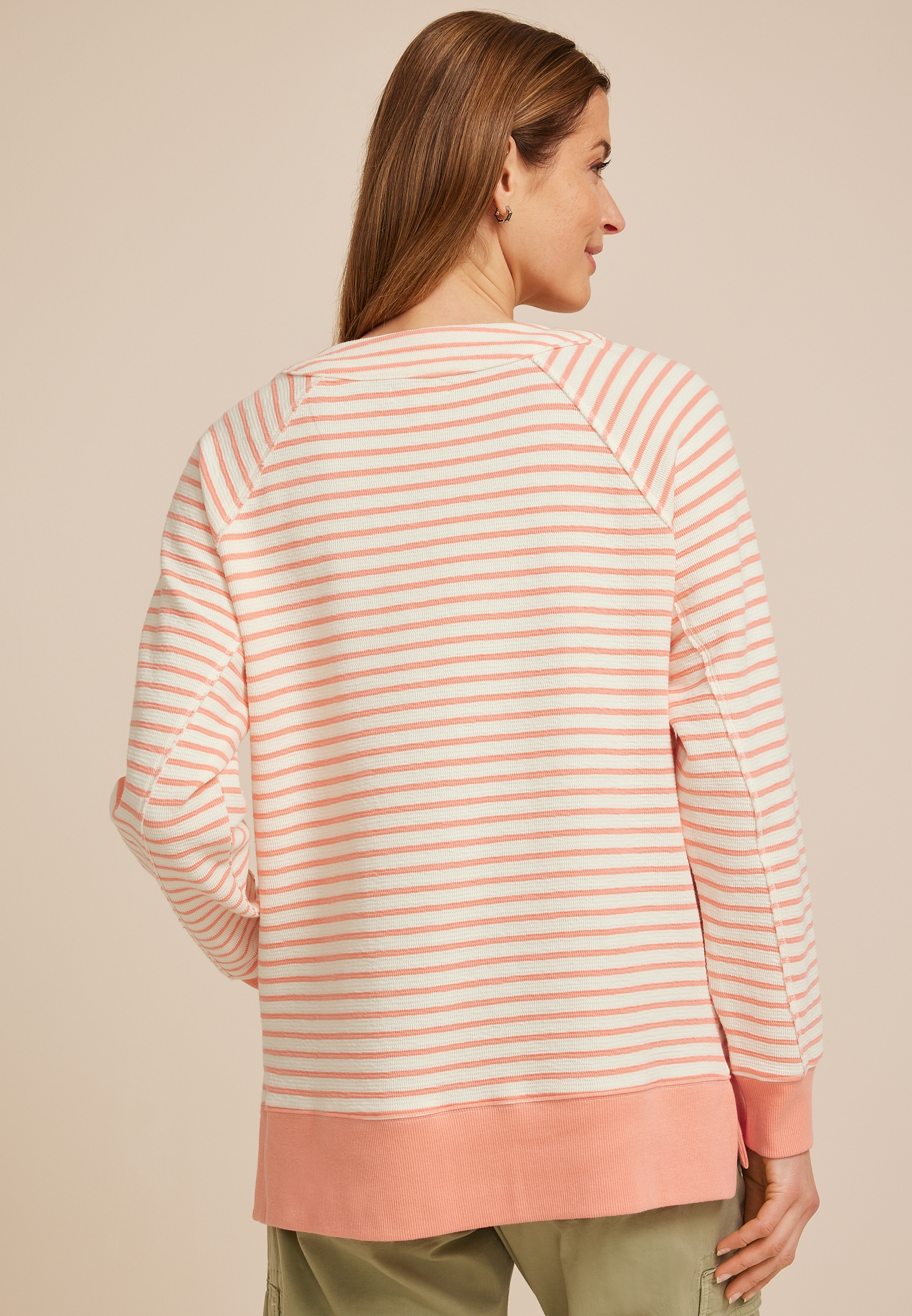 Stripe Lace Up Tunic Sweatshirt | maurices