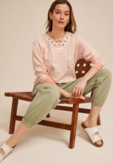 Stripe Lace Up Tunic Sweatshirt, C2441, small