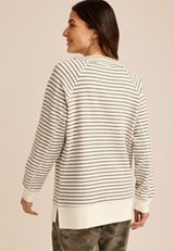 Stripe Lace Up Tunic Sweatshirt, C2821, small