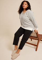 Plus Size Stripe Lace Up Tunic Sweatshirt, C2821, small