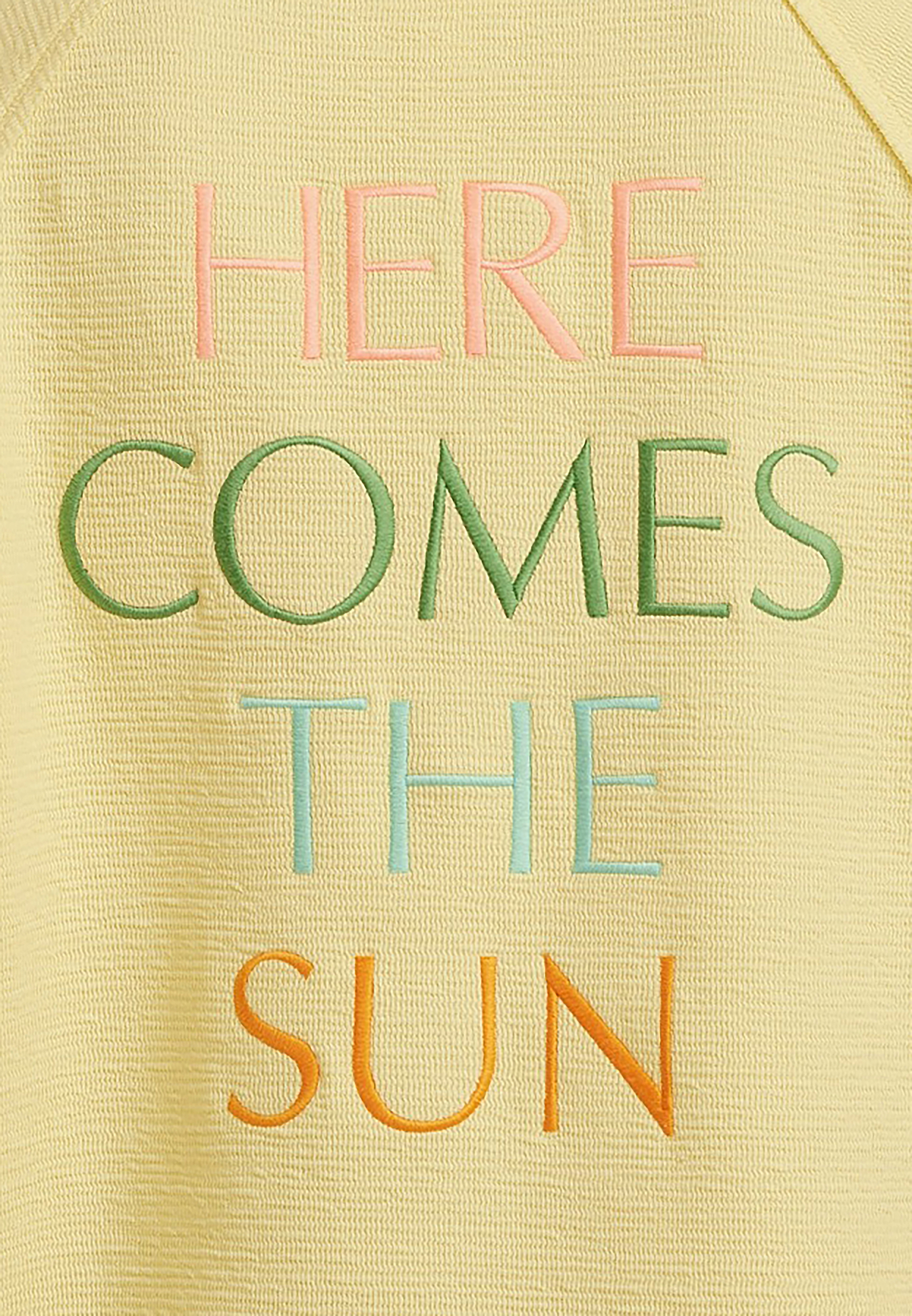 Here Comes The Sun Textured V Neck Sweatshirt, C6396, large