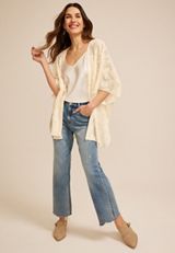 Floral Crochet Tie Front Kimono, C254, small