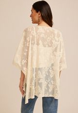 Floral Crochet Tie Front Kimono, C254, small