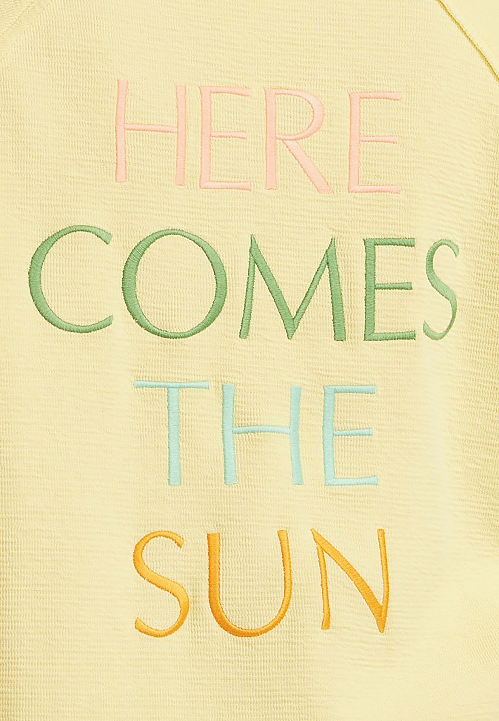 Plus Size Here Comes The Sun Textured V Neck Sweatshirt, C6396, large