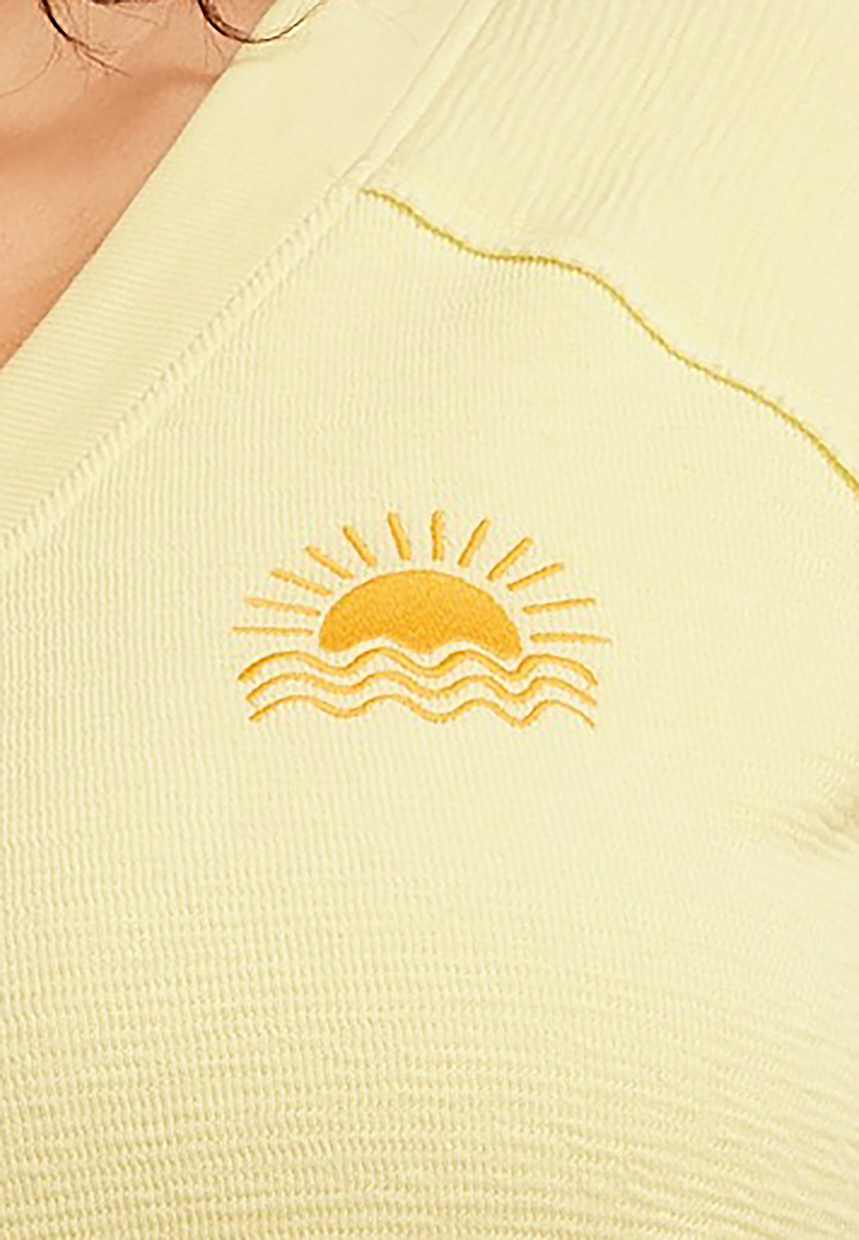 Plus Size Here Comes The Sun Textured V Neck Sweatshirt, C6396, large