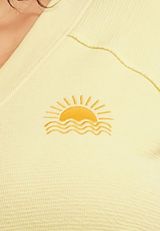 Plus Size Here Comes The Sun Textured V Neck Sweatshirt, C6396, small
