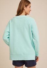 Textured Lace Up Tunic Sweatshirt, AQUA PEARL, small