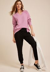 Textured V Neck Sweatshirt, C3454, small