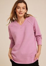 Textured V Neck Sweatshirt, C3454, small