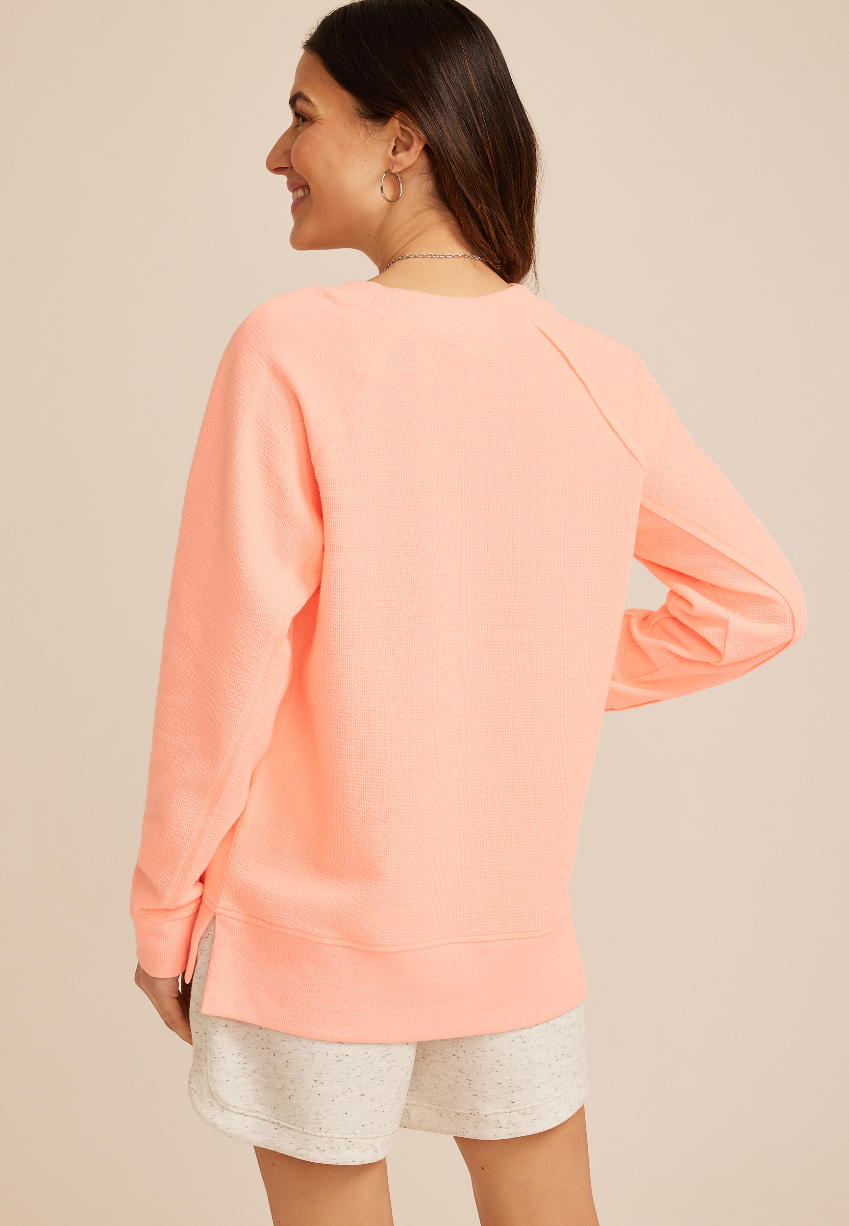 Textured V Neck Sweatshirt
