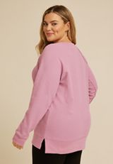 Plus Size Solid V Neck Tunic Sweatshirt, C3454, small