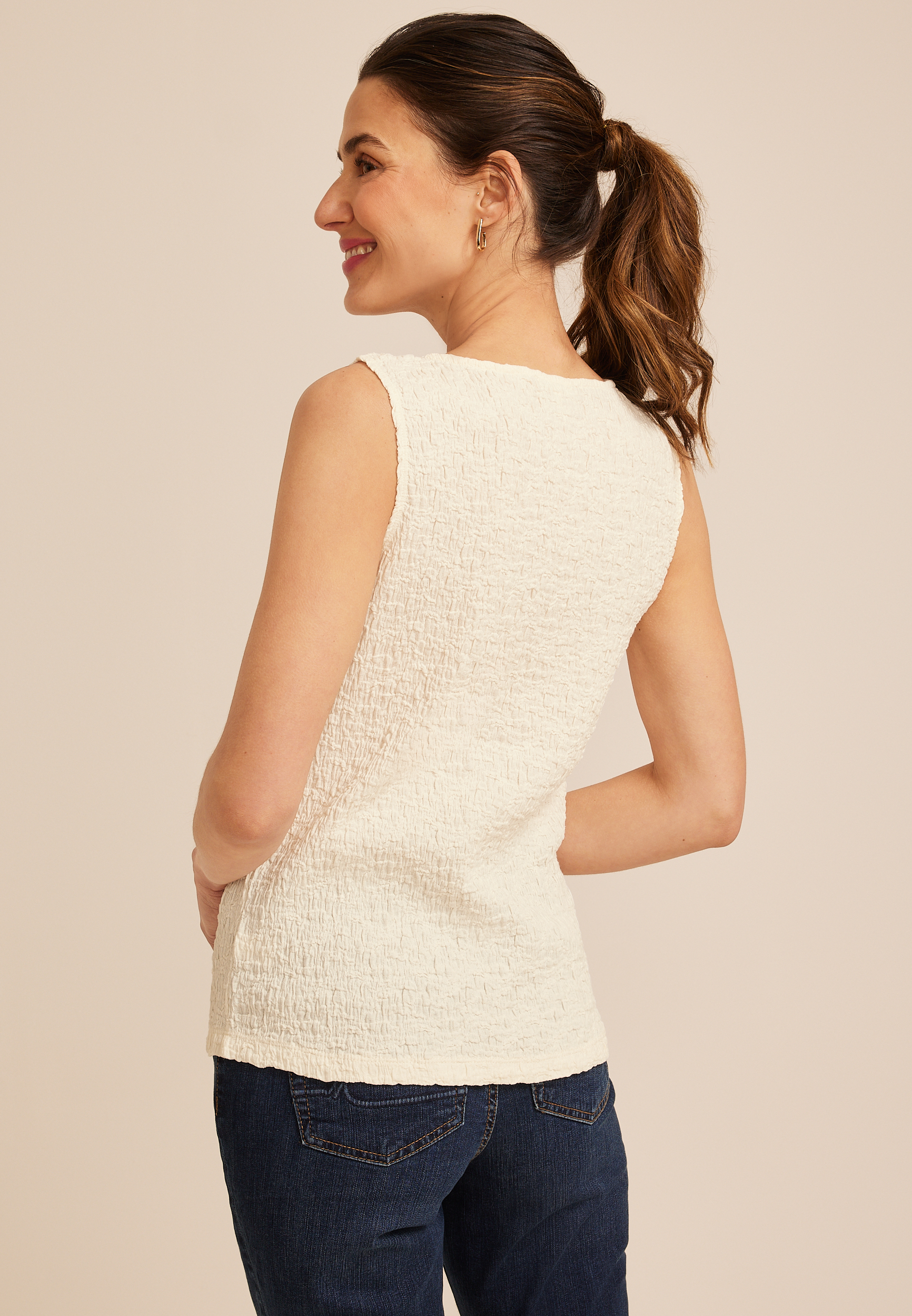 Textured Boat Neck Tank Top | maurices