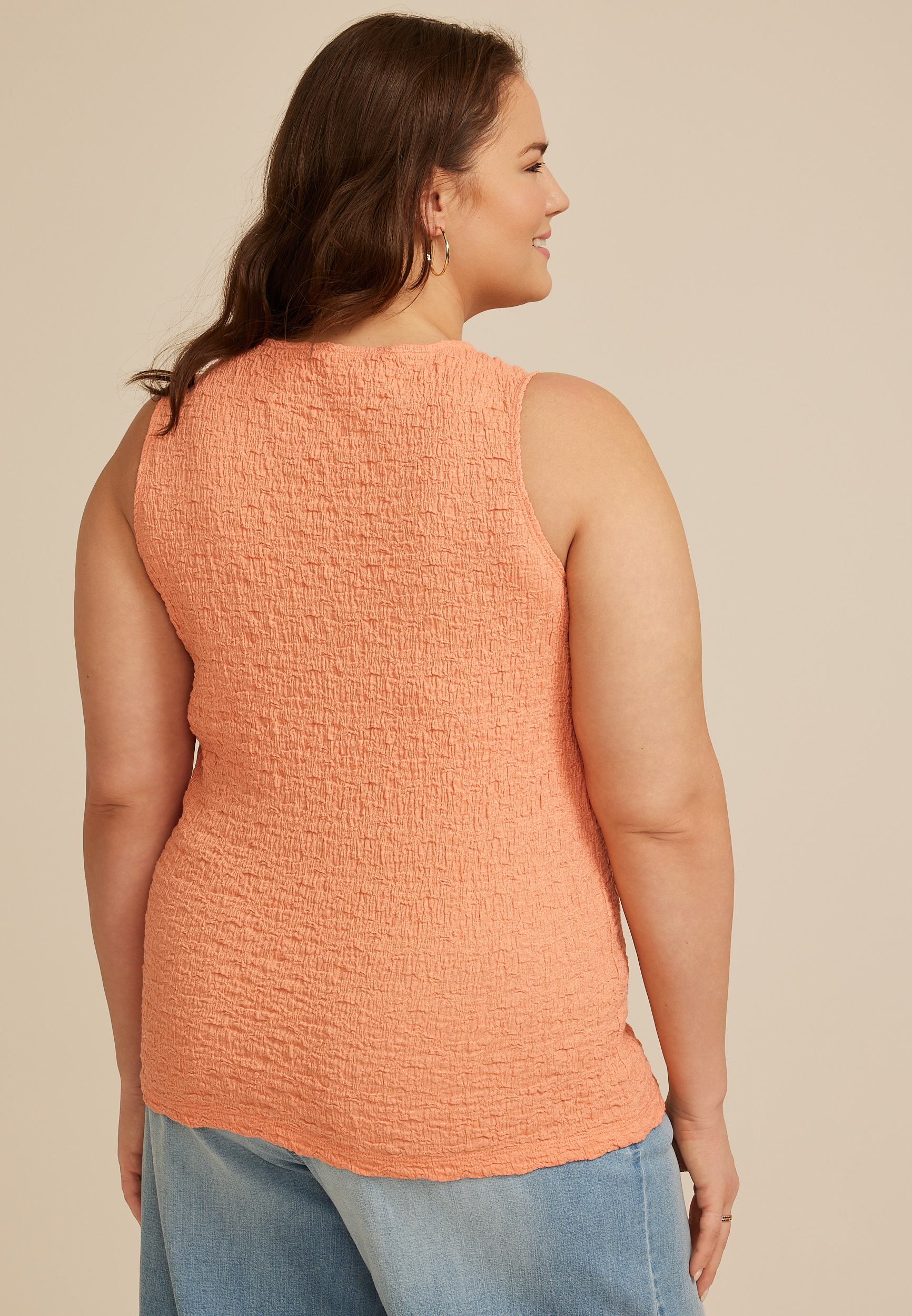 Plus Size Textured Boat Neck Tank Top, C7913, large