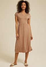 24/7 Notch Neck Cap Sleeve  Midi Dress, C574, small