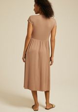 24/7 Notch Neck Cap Sleeve  Midi Dress, C574, small