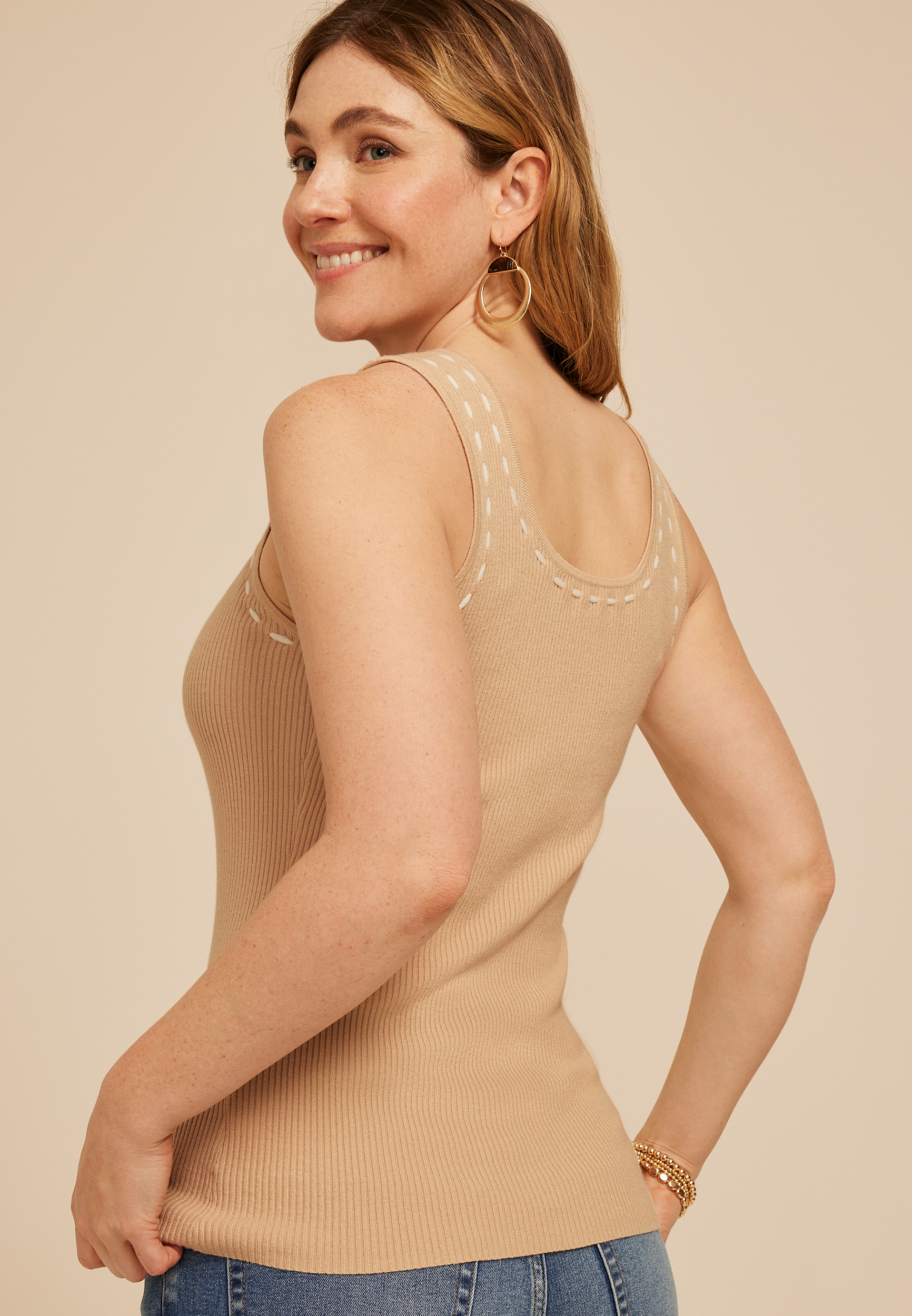 Ribbed Stitch Tank Top, C183, large