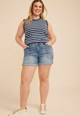 Plus Size KanCan&trade; High Rise Porkchop Pocket Roll Hem 5in Short, C3337, small