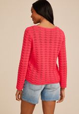 Pointelle Boat Neck Sweater, C1355, small