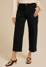 Stretch Twill High Rise Cropped Wide Leg Pant, C106, small