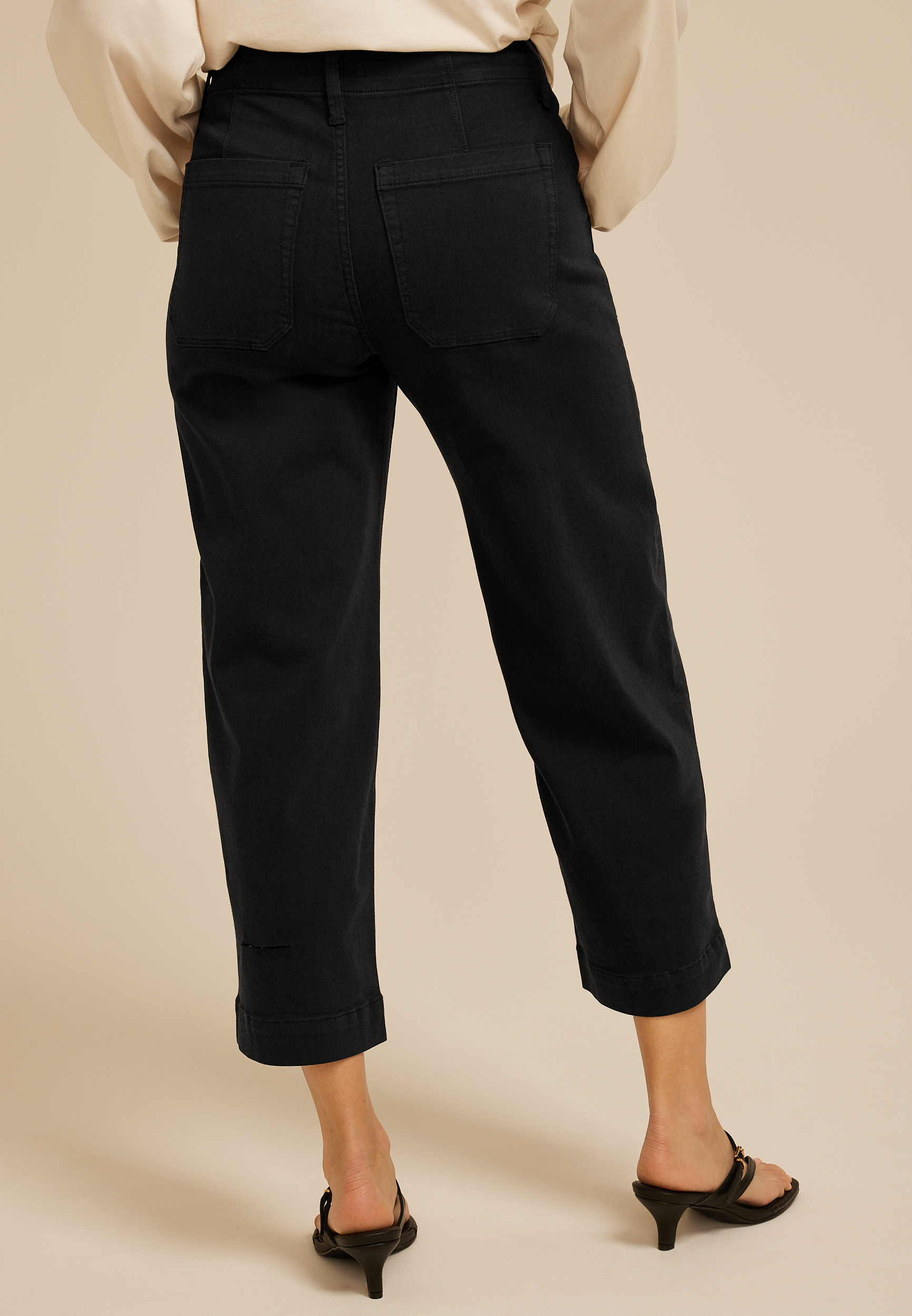 Stretch Twill High Rise Cropped Wide Leg Pant, C106, large