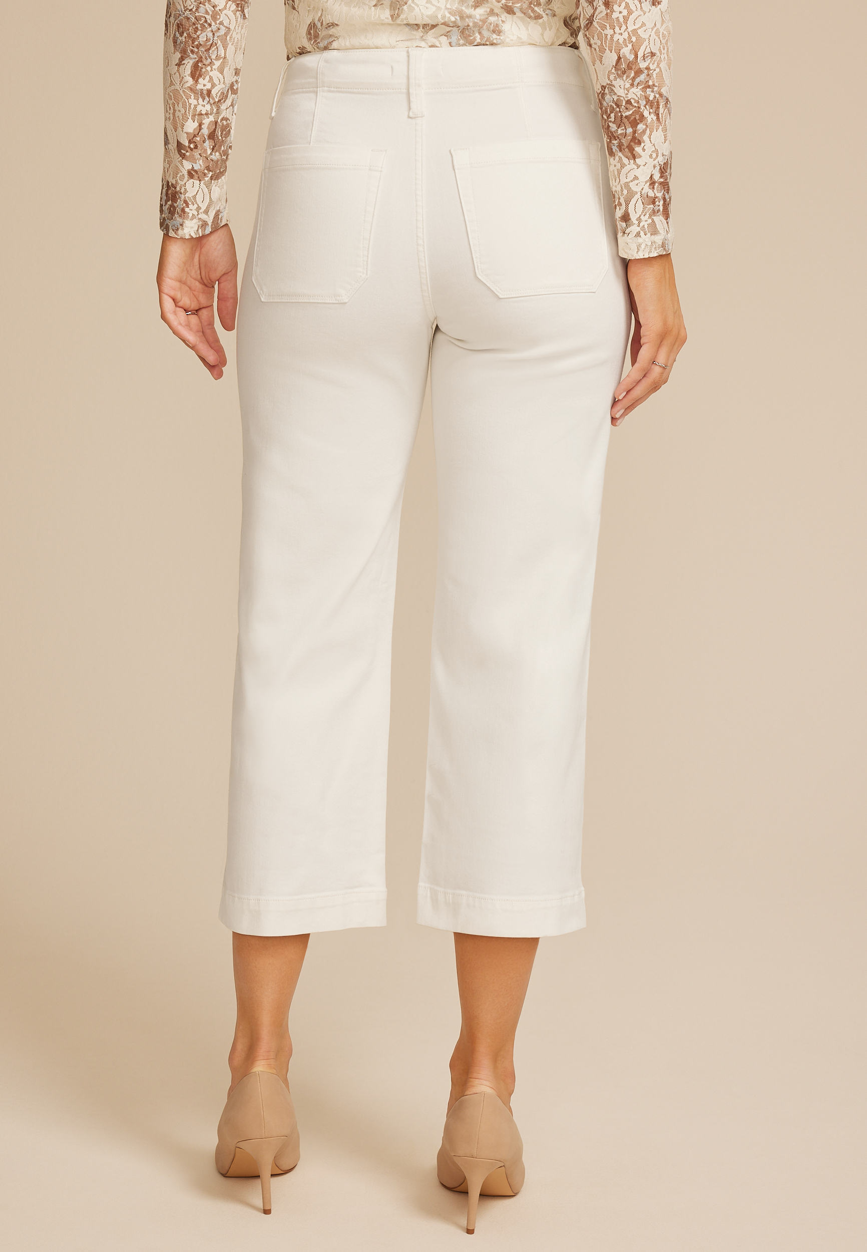 Stretch Twill High Rise Cropped Wide Leg Pant - thumbnail 2