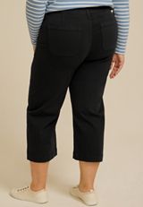 Plus Size Stretch Twill High Rise Cropped Wide Leg Pant, C106, small
