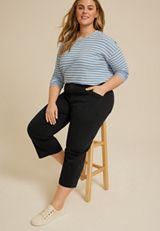 Plus Size Stretch Twill High Rise Cropped Wide Leg Pant, C106, small