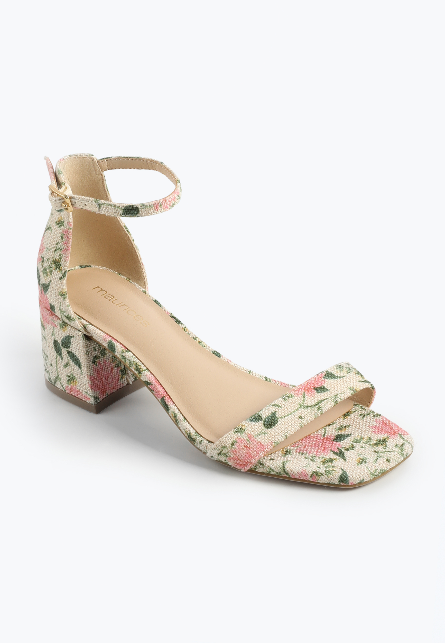 SuperCush Floral Open Toe Block Heel Sandals
